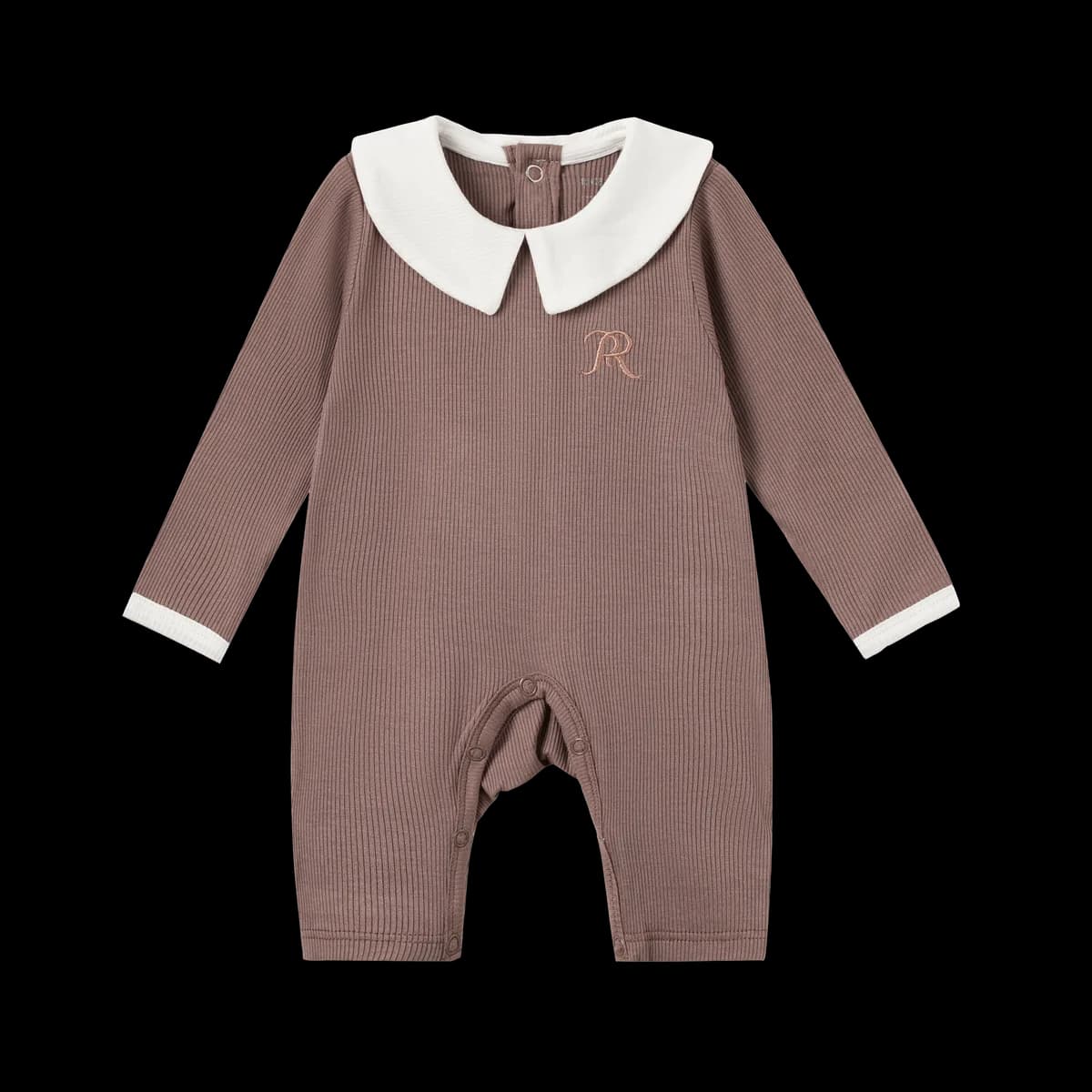 Classic Ribbed Modal Collared Long-Sleeve Romper