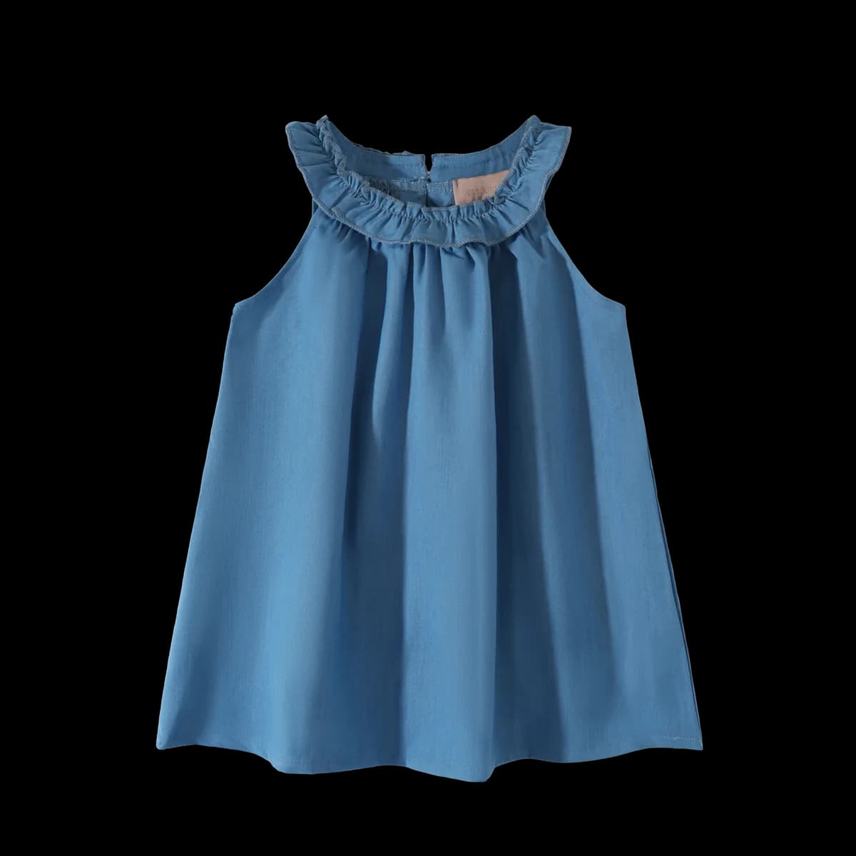 Denim-Blue Cotton A-Line Dress