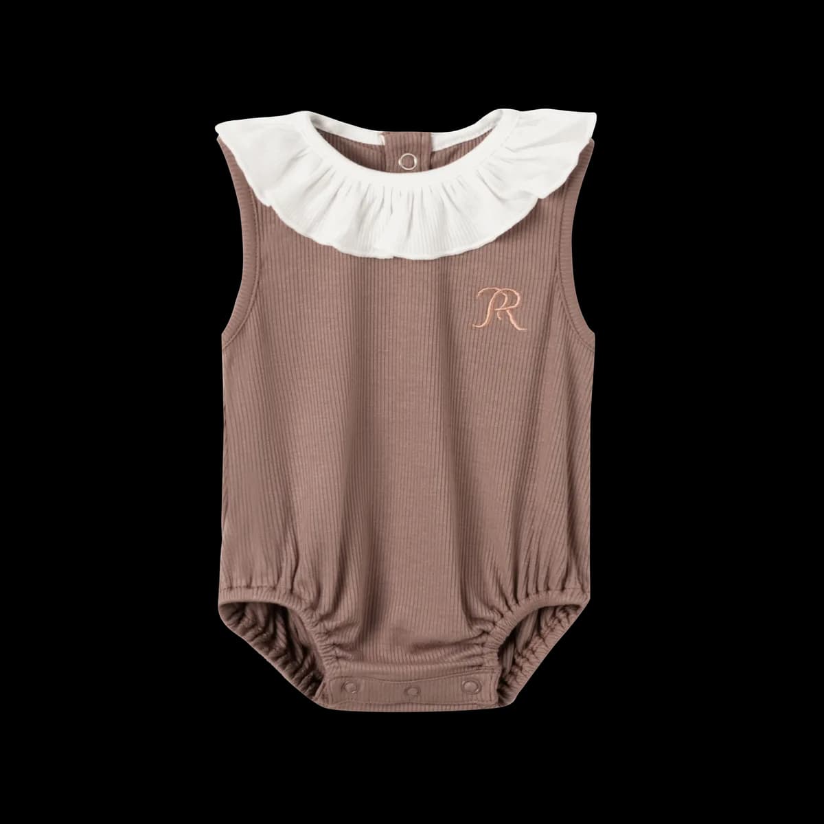 Classic Ribbed Modal Ruffle-Collar Bodysuit