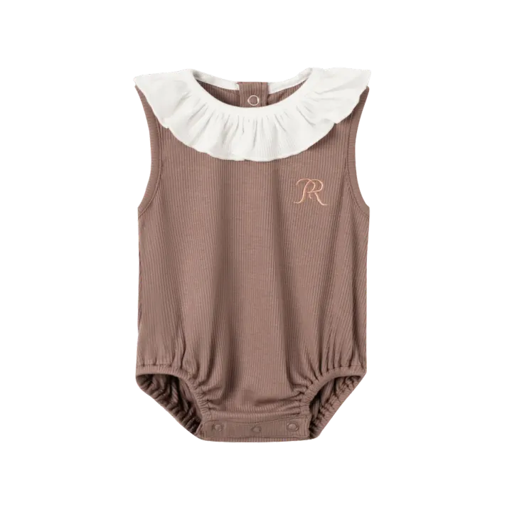 Classic Ribbed Modal Ruffle-Collar Bodysuit