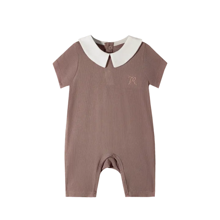 Classic Ribbed Modal Collared Short Romper