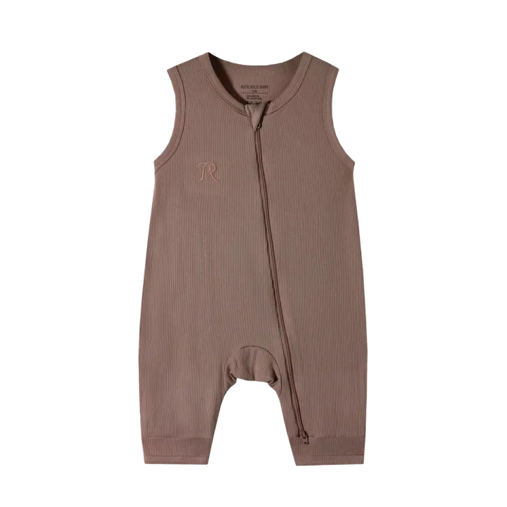 Classic Ribbed Modal Sleeveless Zip Romper