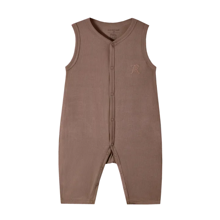 Classic Ribbed Modal Sleeveless Snap Romper