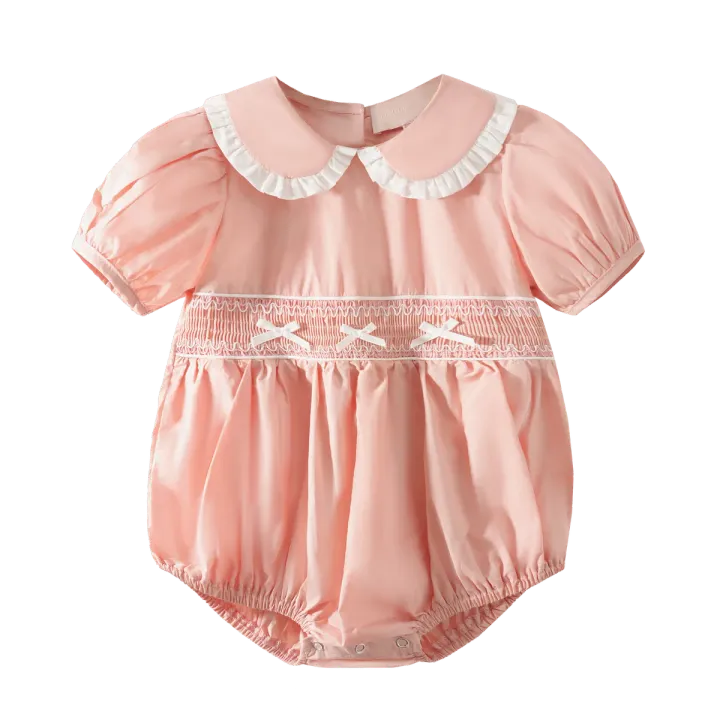 Cotton Ruffle Smocked Bubble Romper