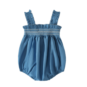 Baby denim romper with straps, classic and comfortable outfit for girls