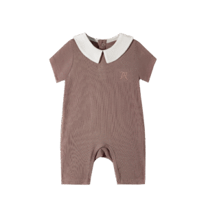 Classic short sleeve modal baby romper in soft neutral tone