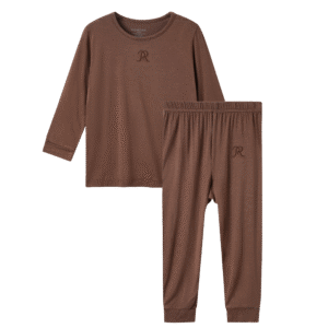 Classic bamboo pajama set for babies in soft brown